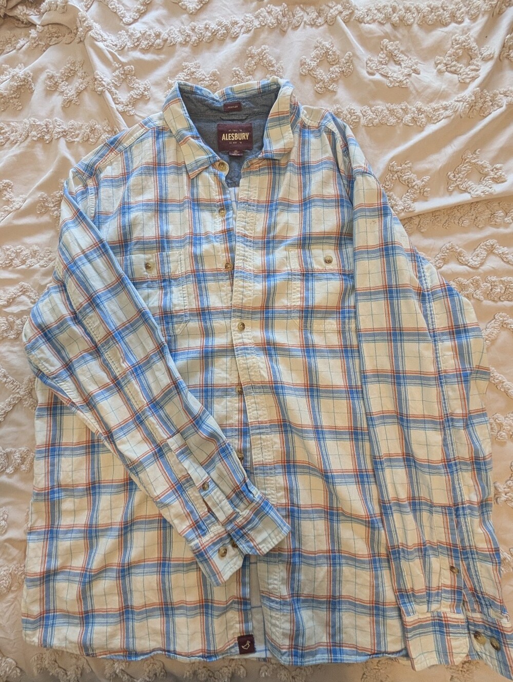 Men's Alesbury Plus Size Blue Plaid Button-Up Shirt